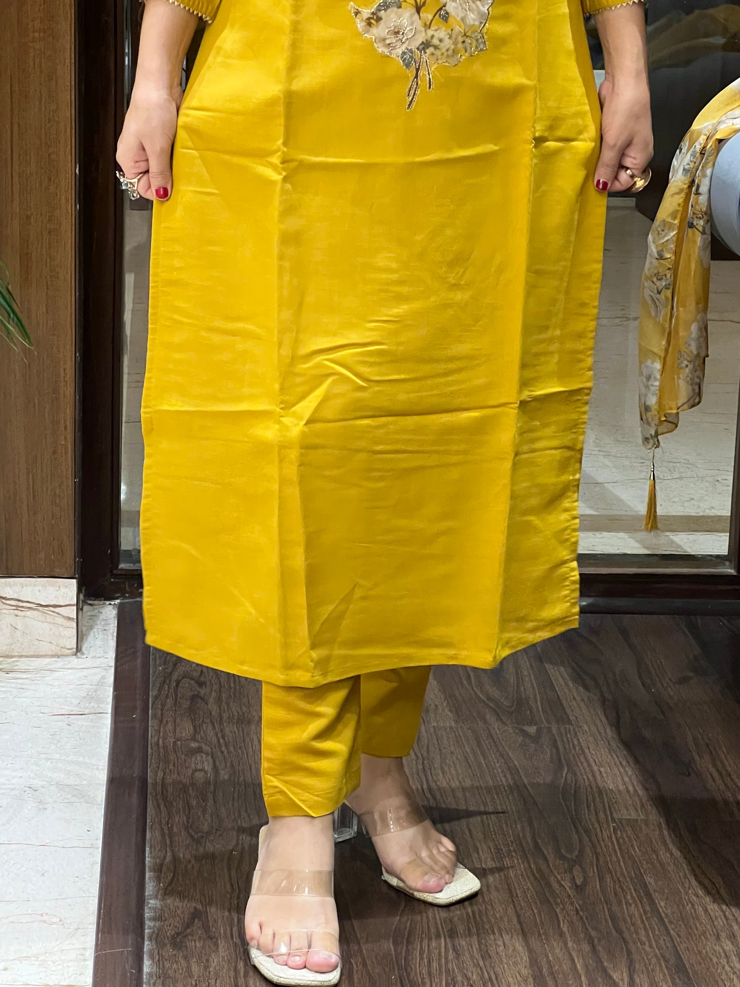 Gulzar Mustard Embroidered Kurta Set with Dupatta