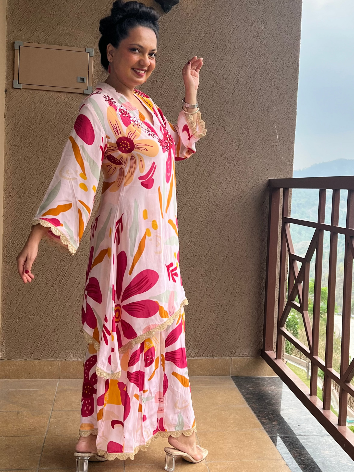 Pink Printed Sharara Co-ord Set for Women – Gulabi Jashn