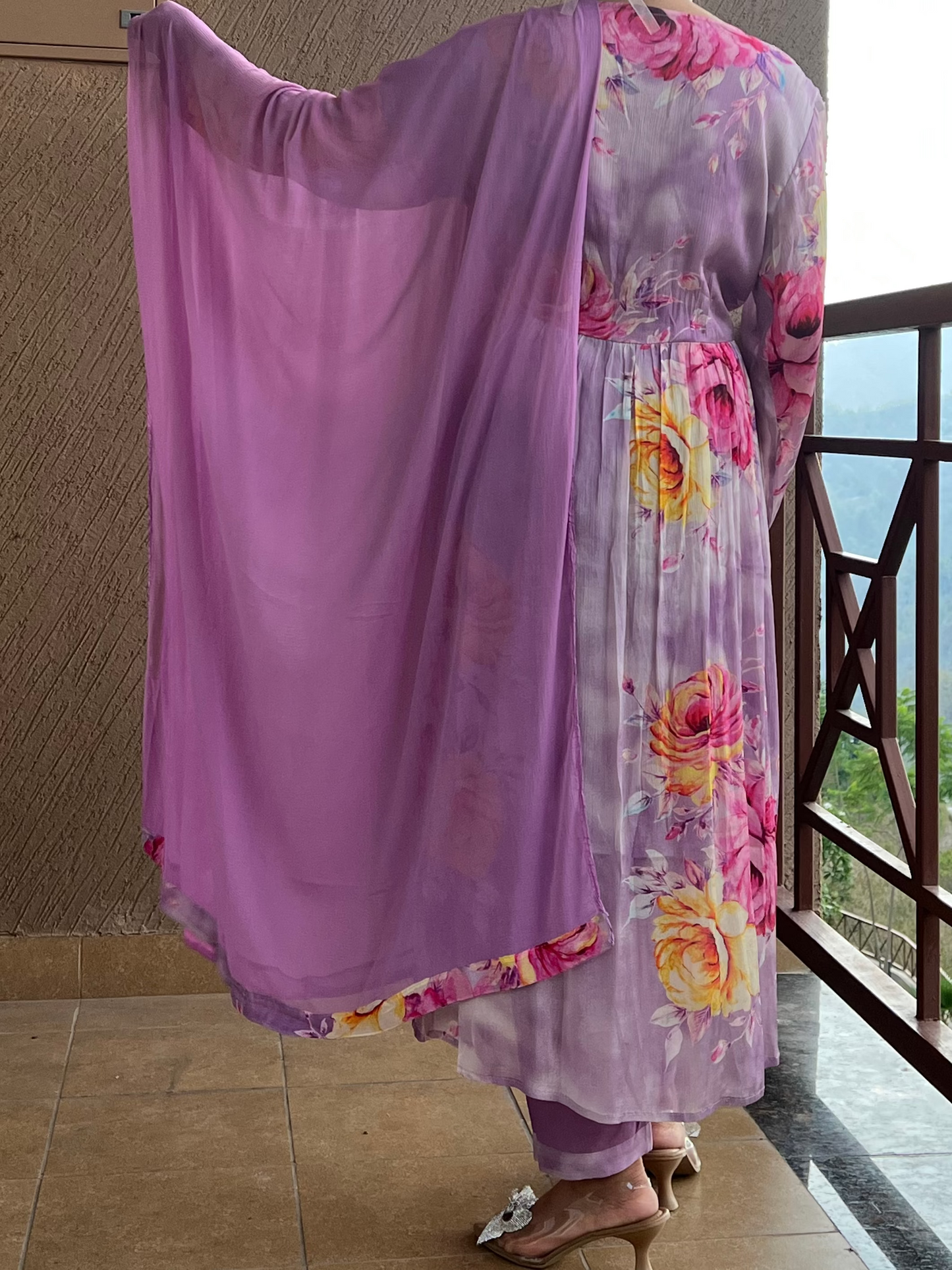 Lavender Floral Alia Style Suit Set