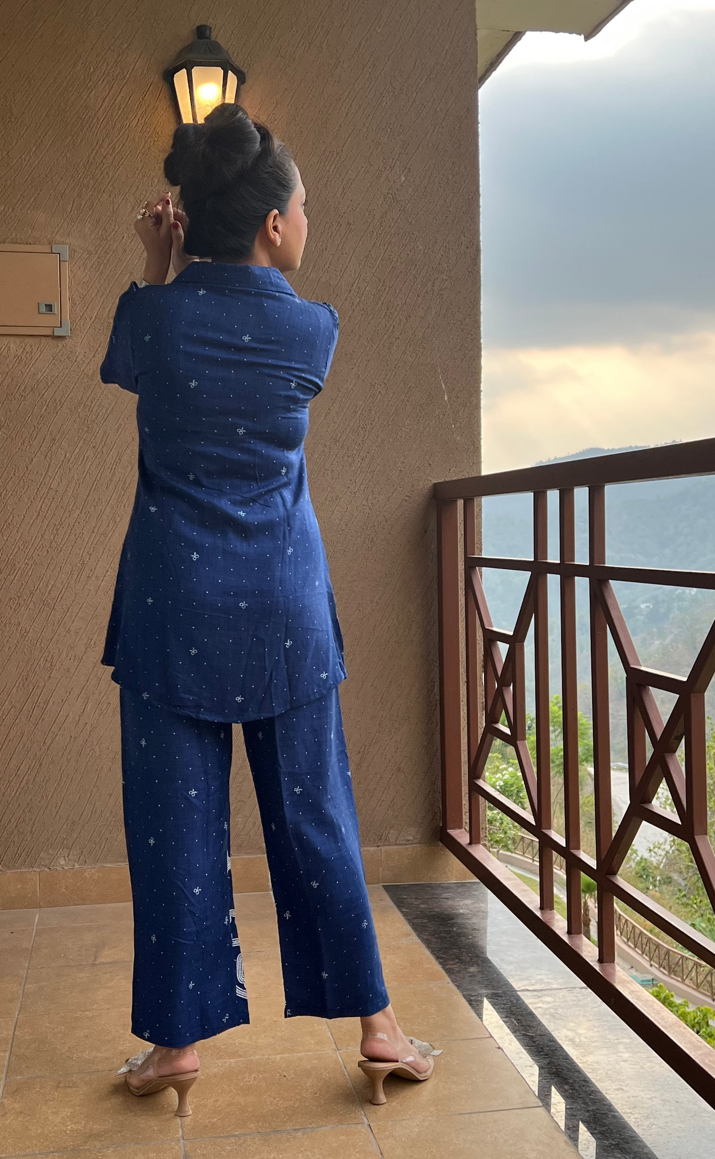 Navy Blue Printed Co-ord Set for Women – Noor Navy