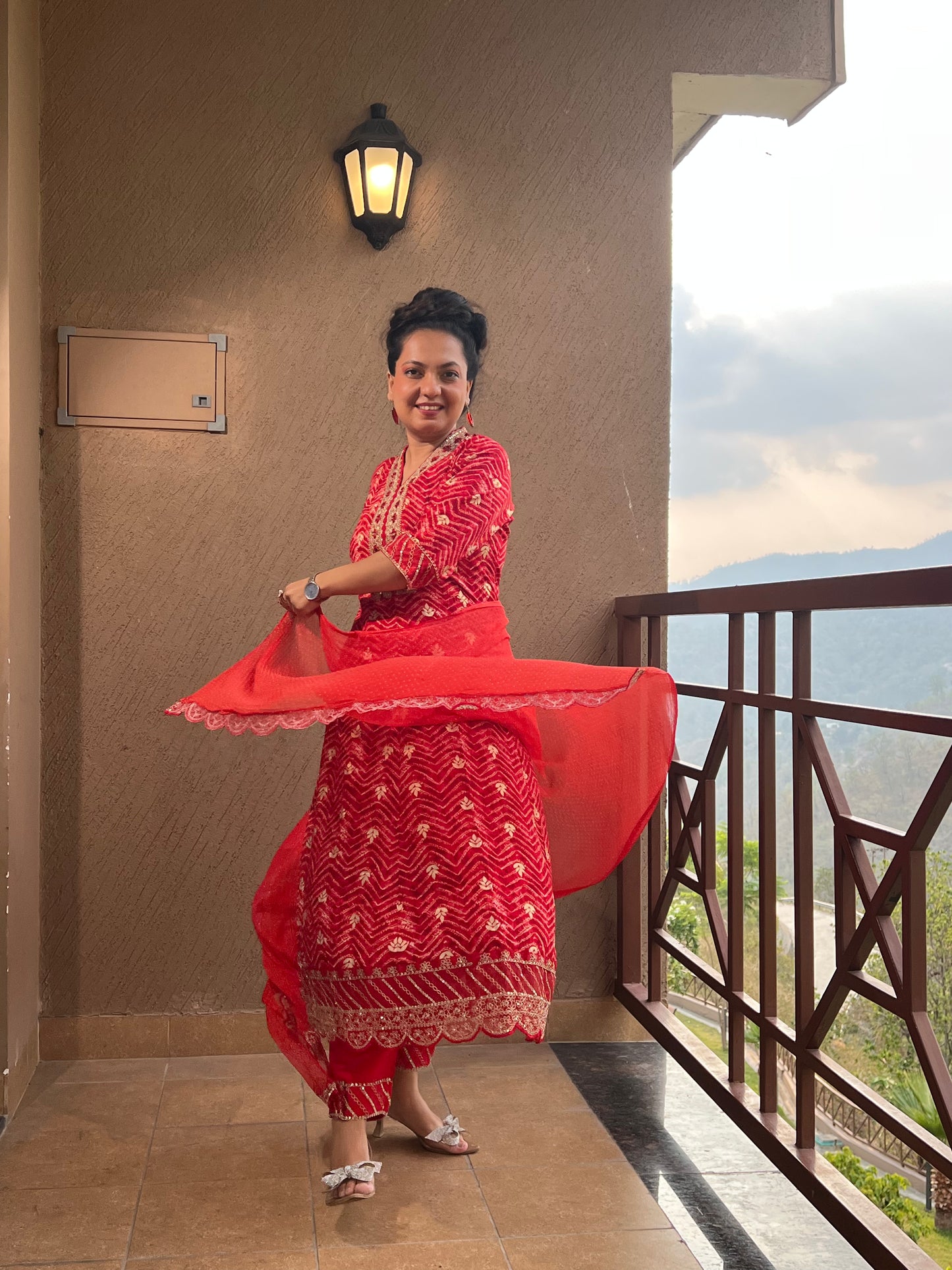 Red Zari Anarkali Suit with Dupatta – Ruby Noor