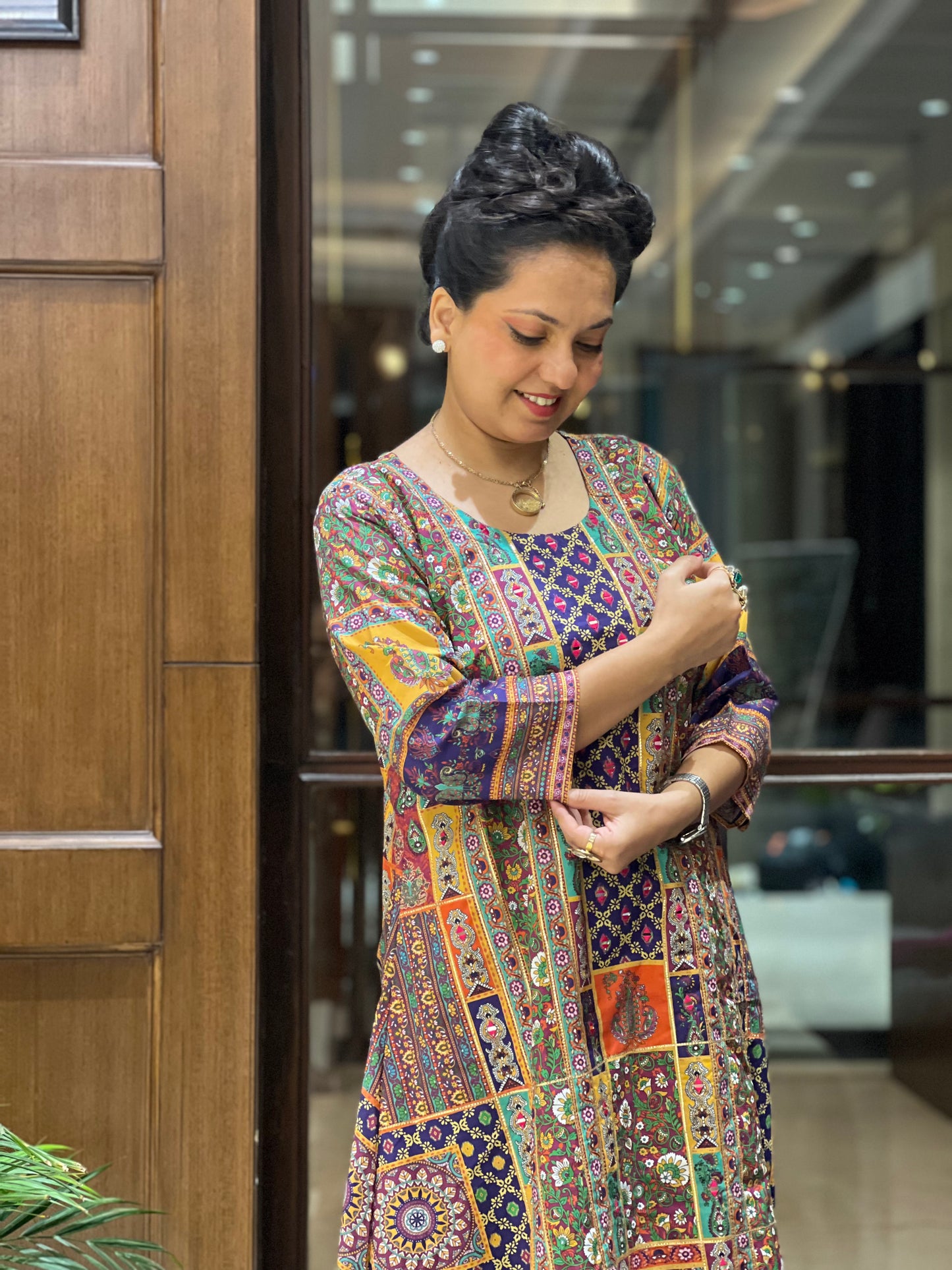 Asymmetrical wedding guest outfit