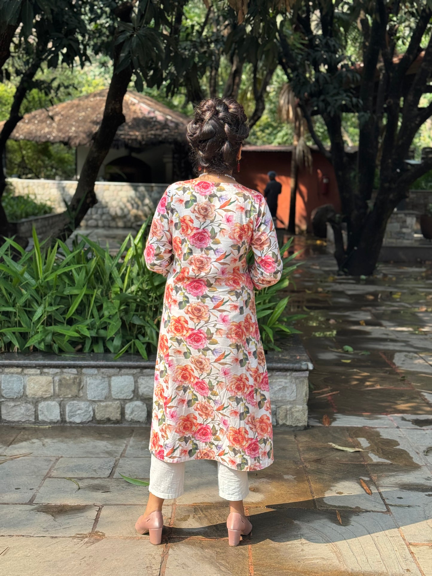 Floral Print Straight Kurta Set in Cotton – Rosé Bloom