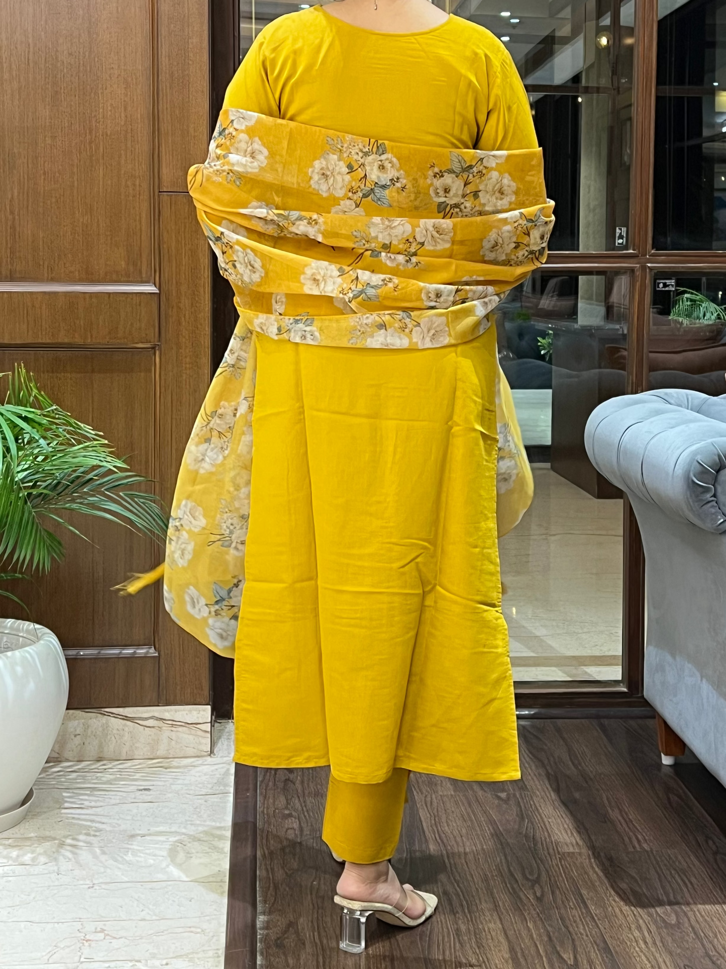 Gulzar Mustard Embroidered Kurta Set with Dupatta