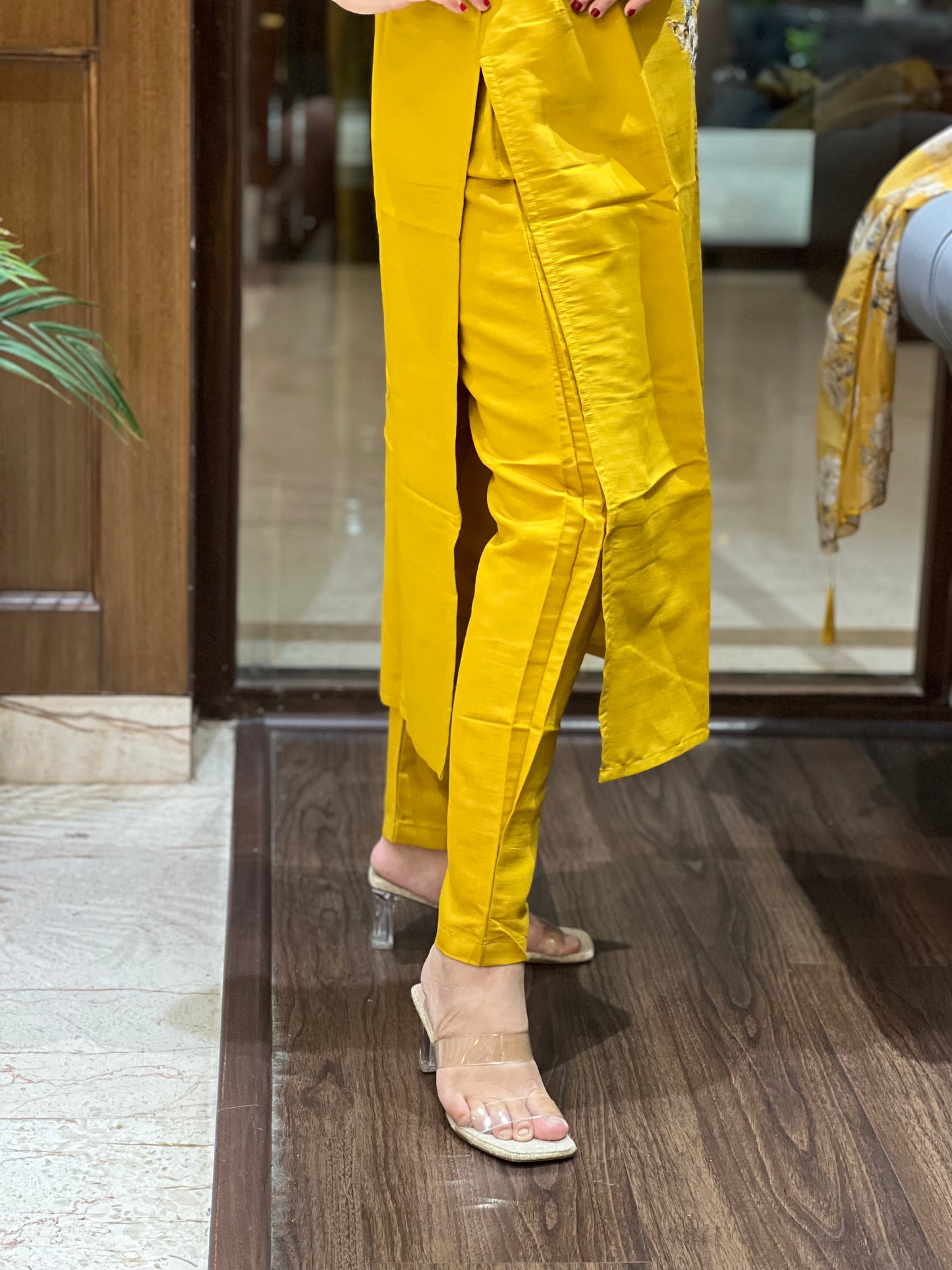 Gulzar Mustard Embroidered Kurta Set with Dupatta