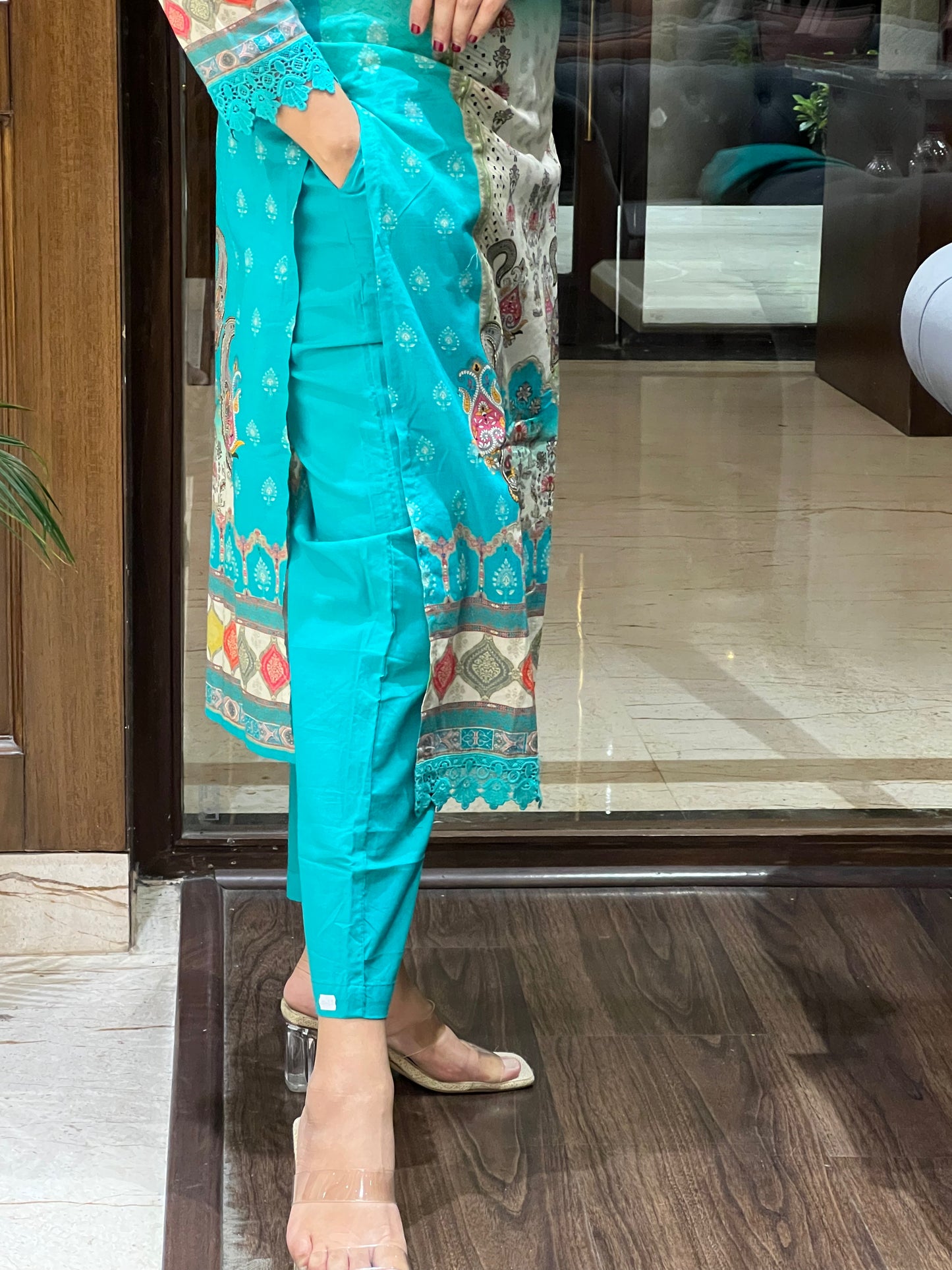 Firozi Print Kurta Set with Dupatta – Firozi Teal