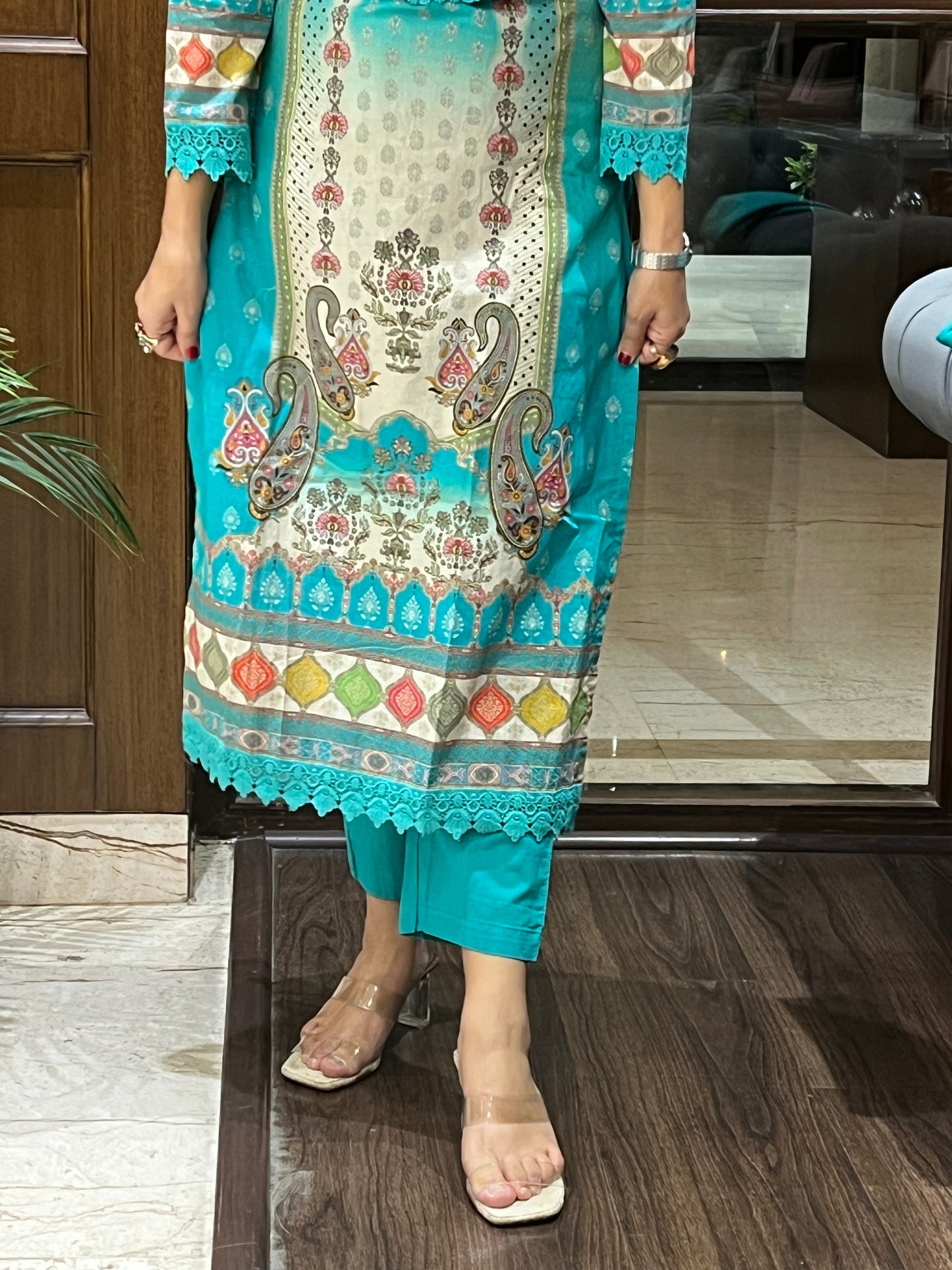 Firozi Print Kurta Set with Dupatta – Firozi Teal