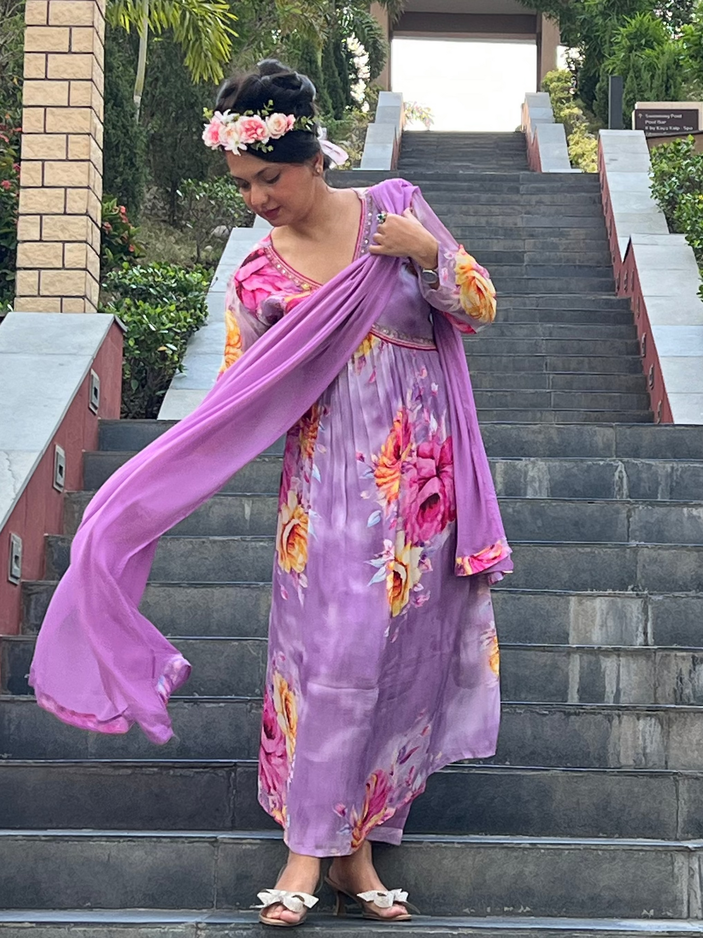 Lavender Floral Alia Style Suit Set