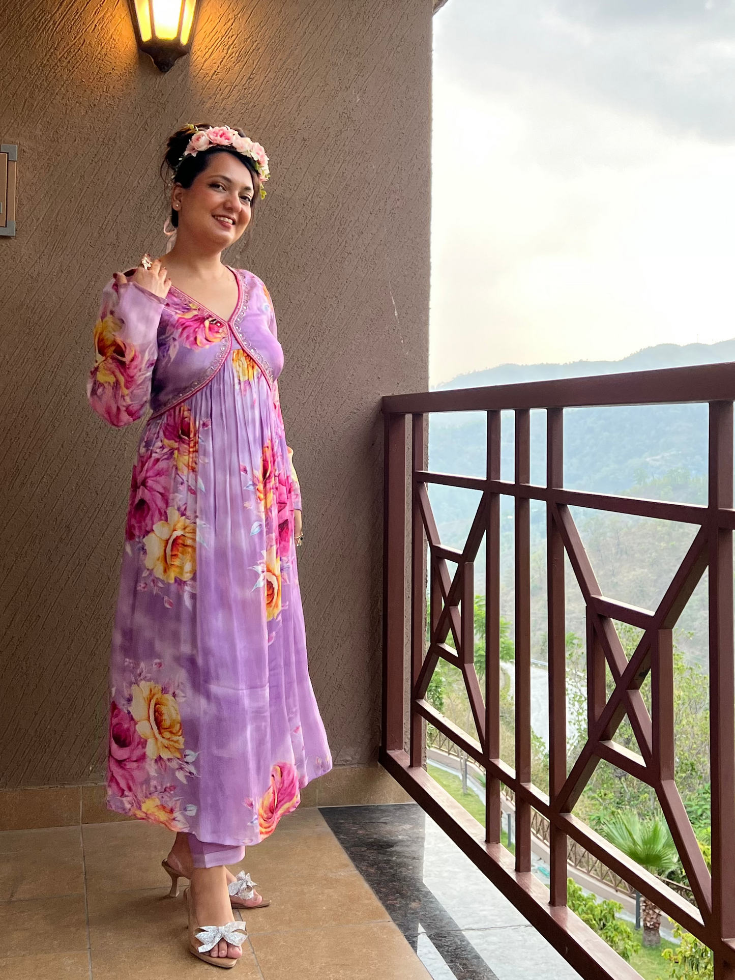 Lavender Floral Alia Style Suit Set