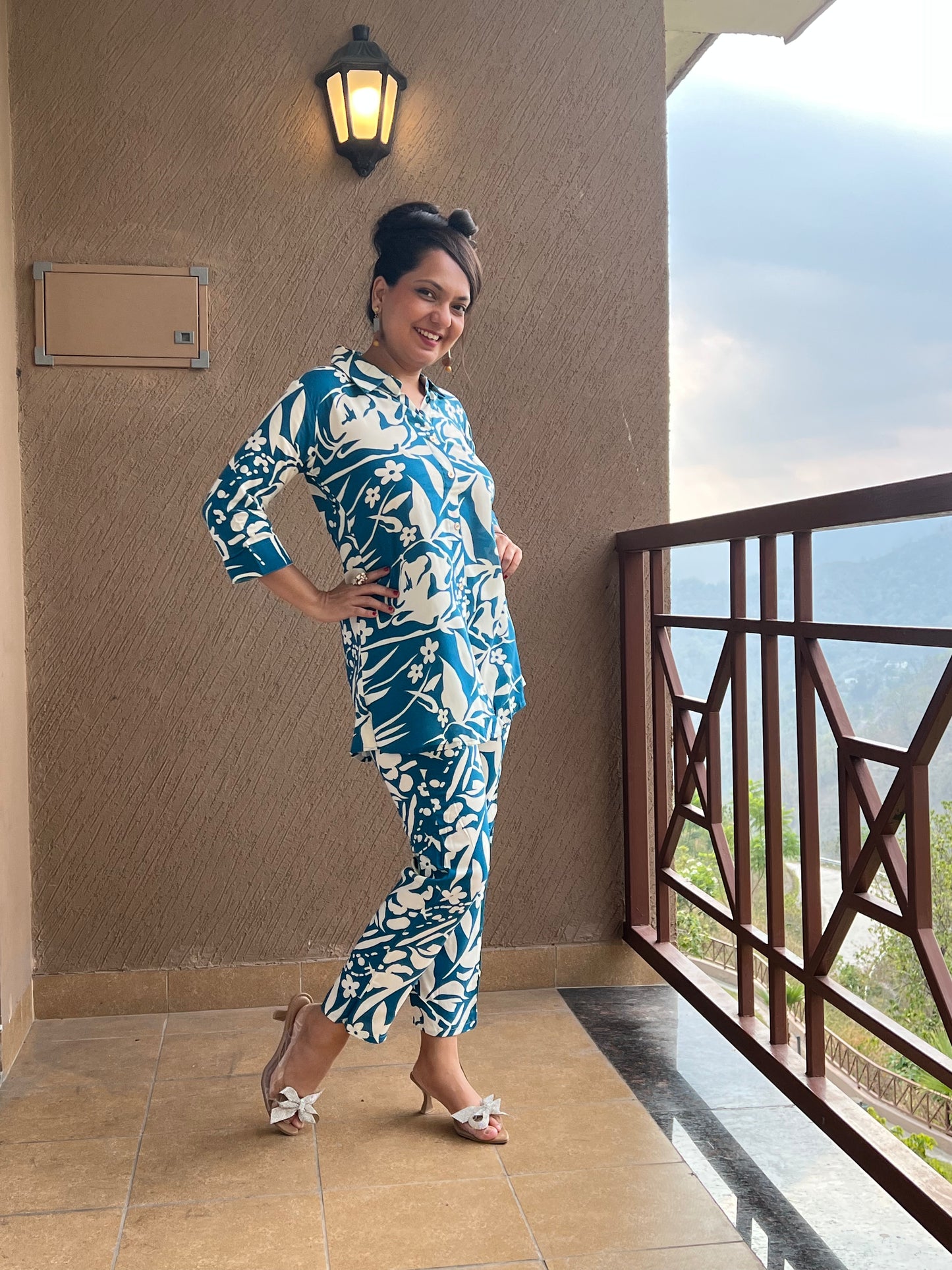 "Teal Printed Co-ord Set for Women – Zenvia Teal "