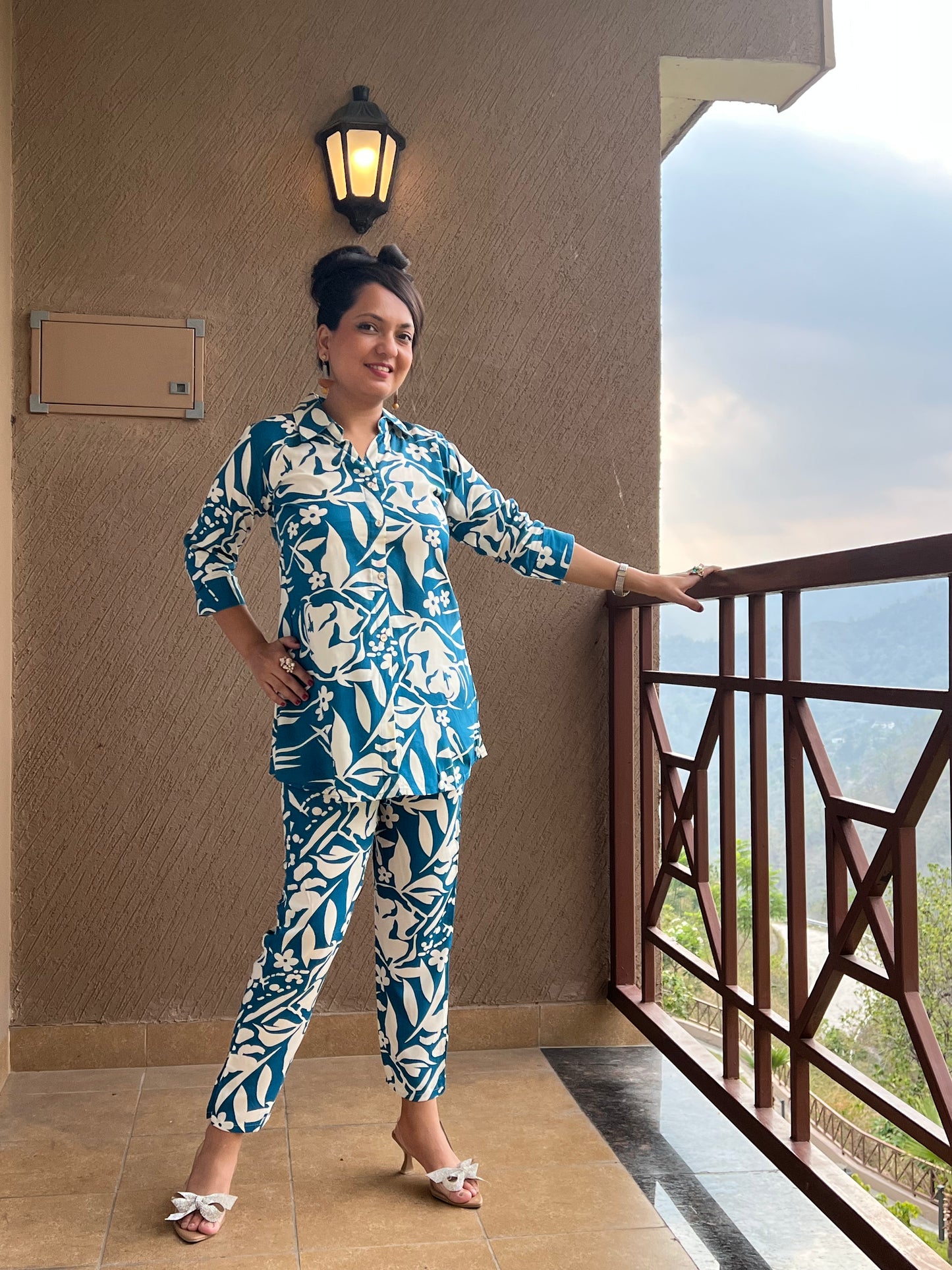 "Teal Printed Co-ord Set for Women – Zenvia Teal "