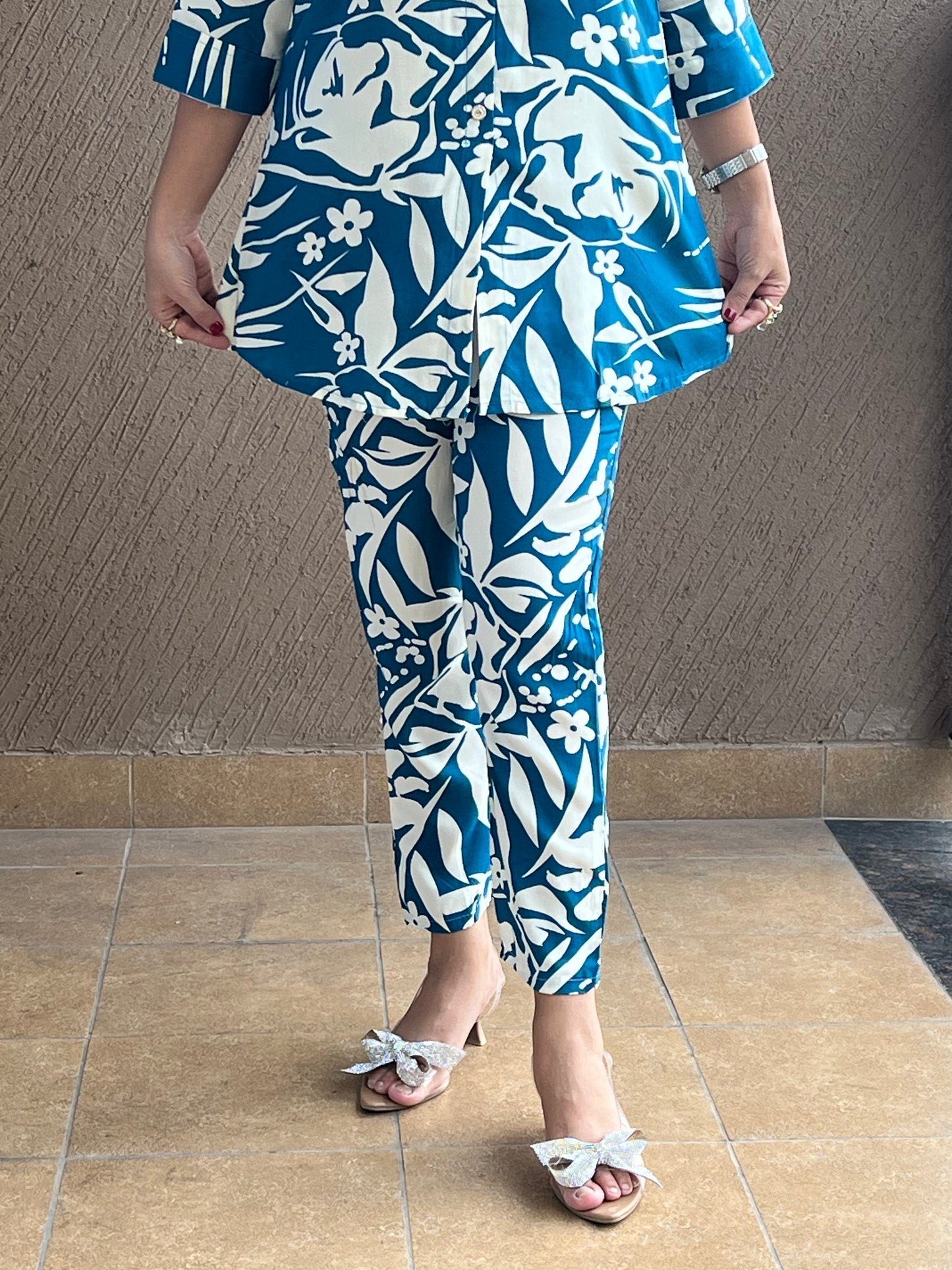 "Teal Printed Co-ord Set for Women – Zenvia Teal "