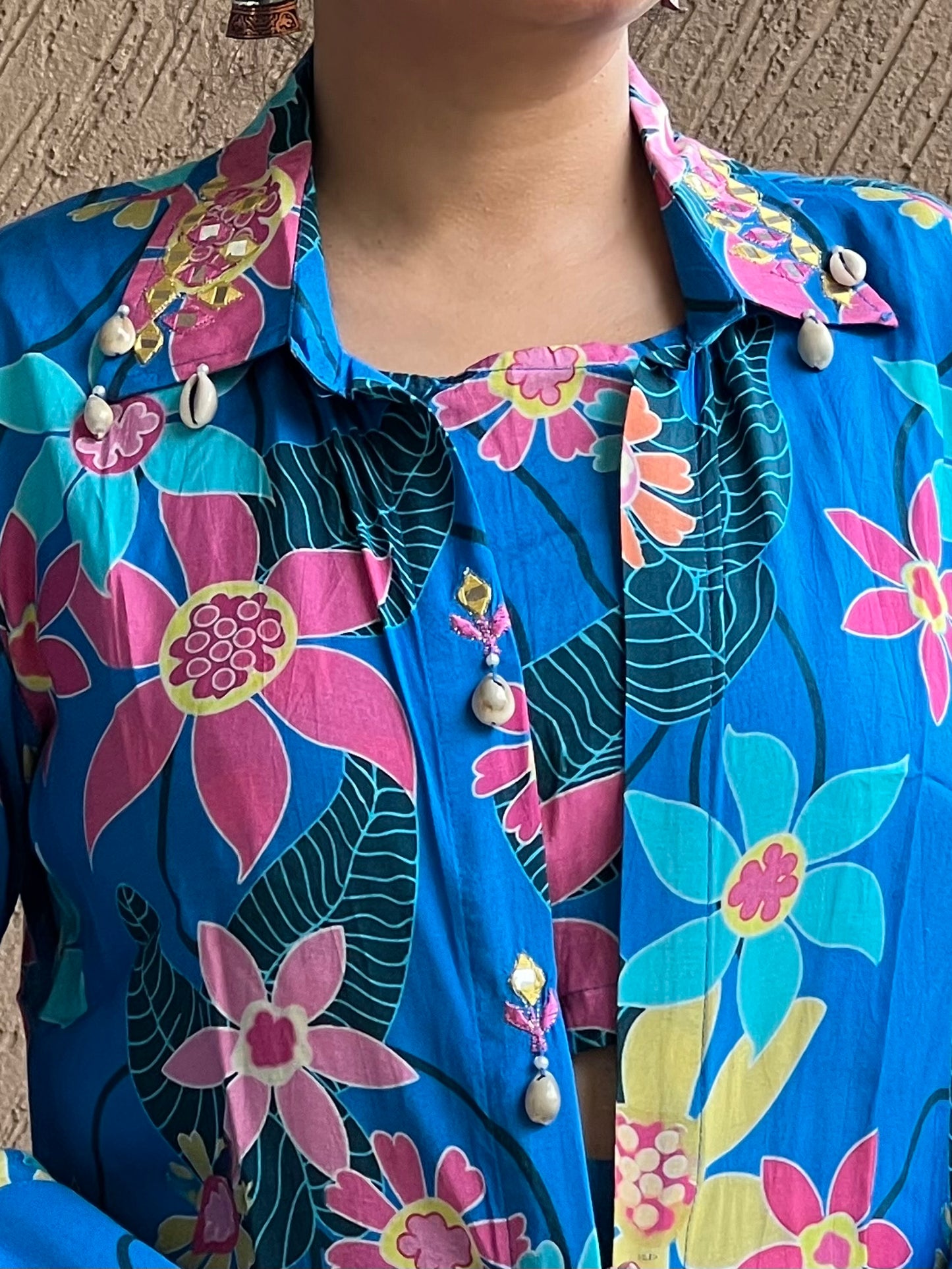 Blue Floral Jacket Co-ord Set – Indira Azure