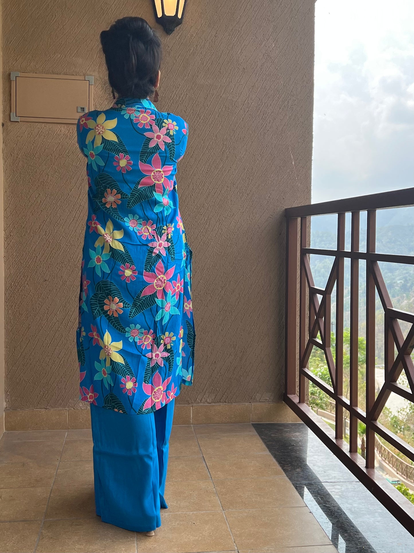 Blue Floral Jacket Co-ord Set – Indira Azure
