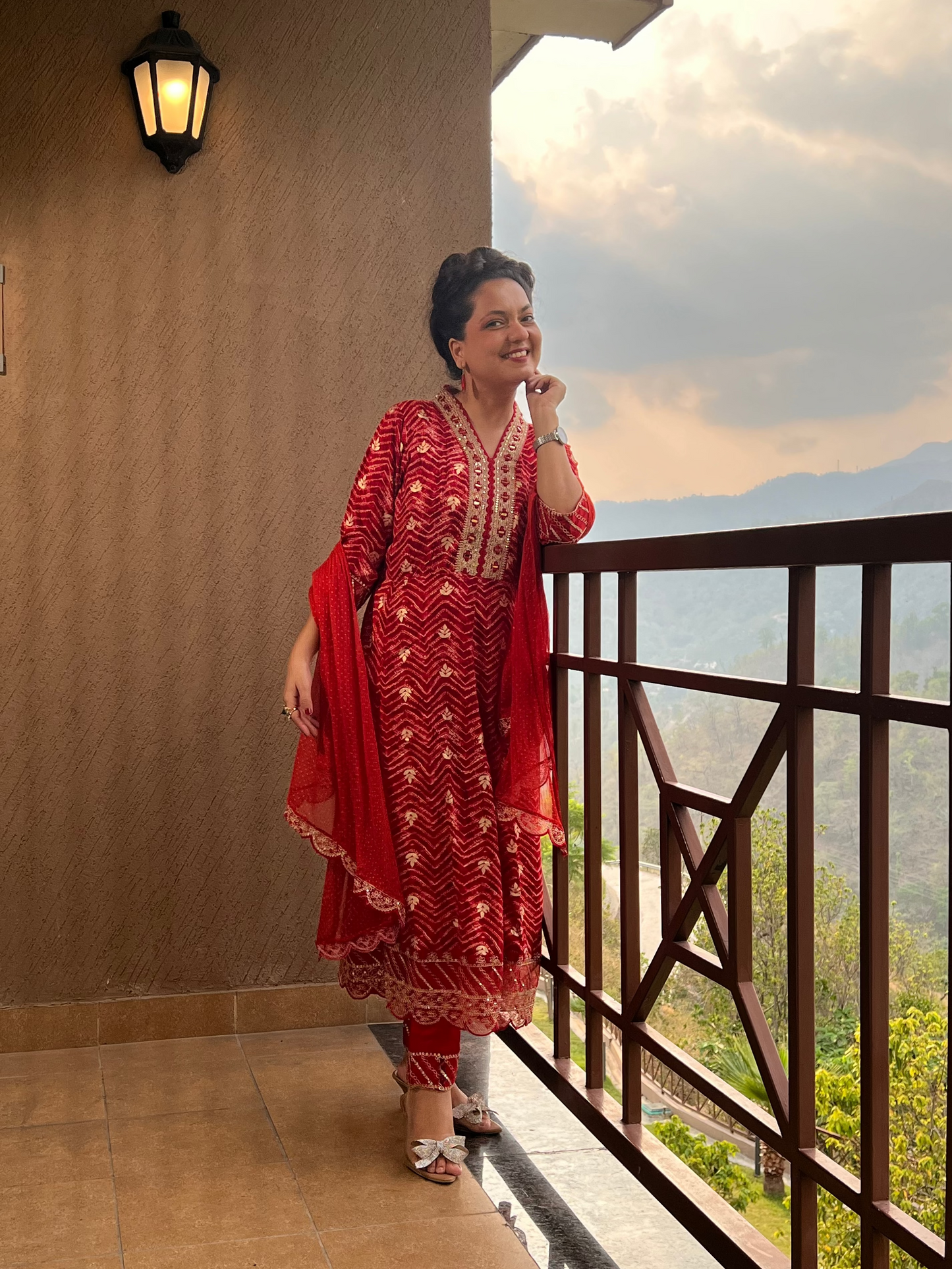 Red Zari Anarkali Suit with Dupatta – Ruby Noor