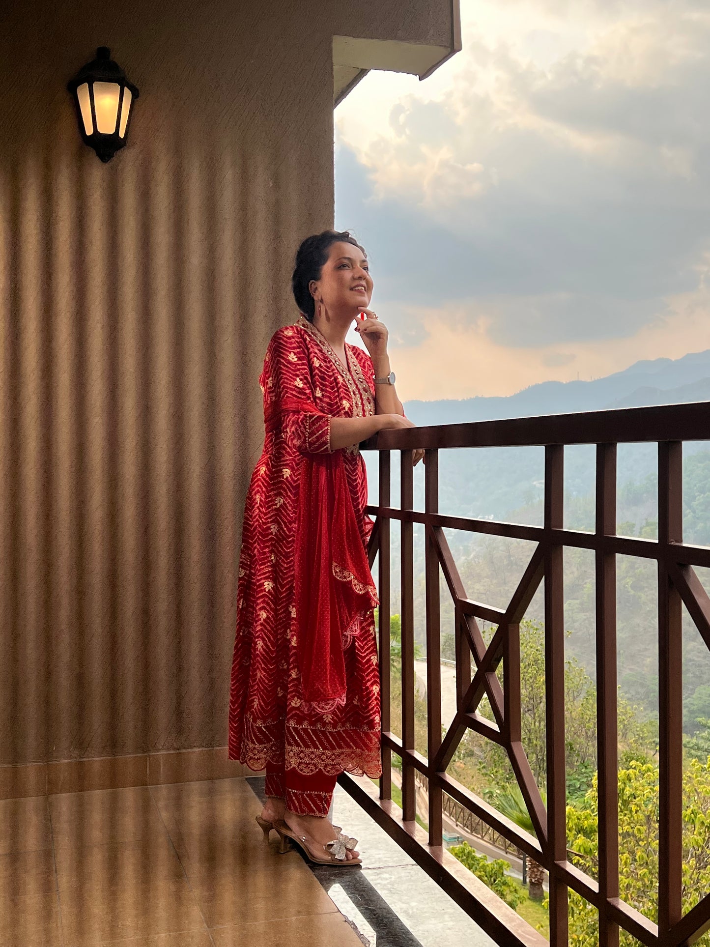 Red Zari Anarkali Suit with Dupatta – Ruby Noor