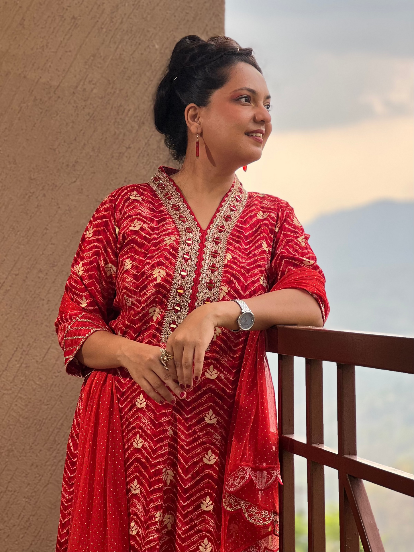 Red Zari Anarkali Suit with Dupatta – Ruby Noor