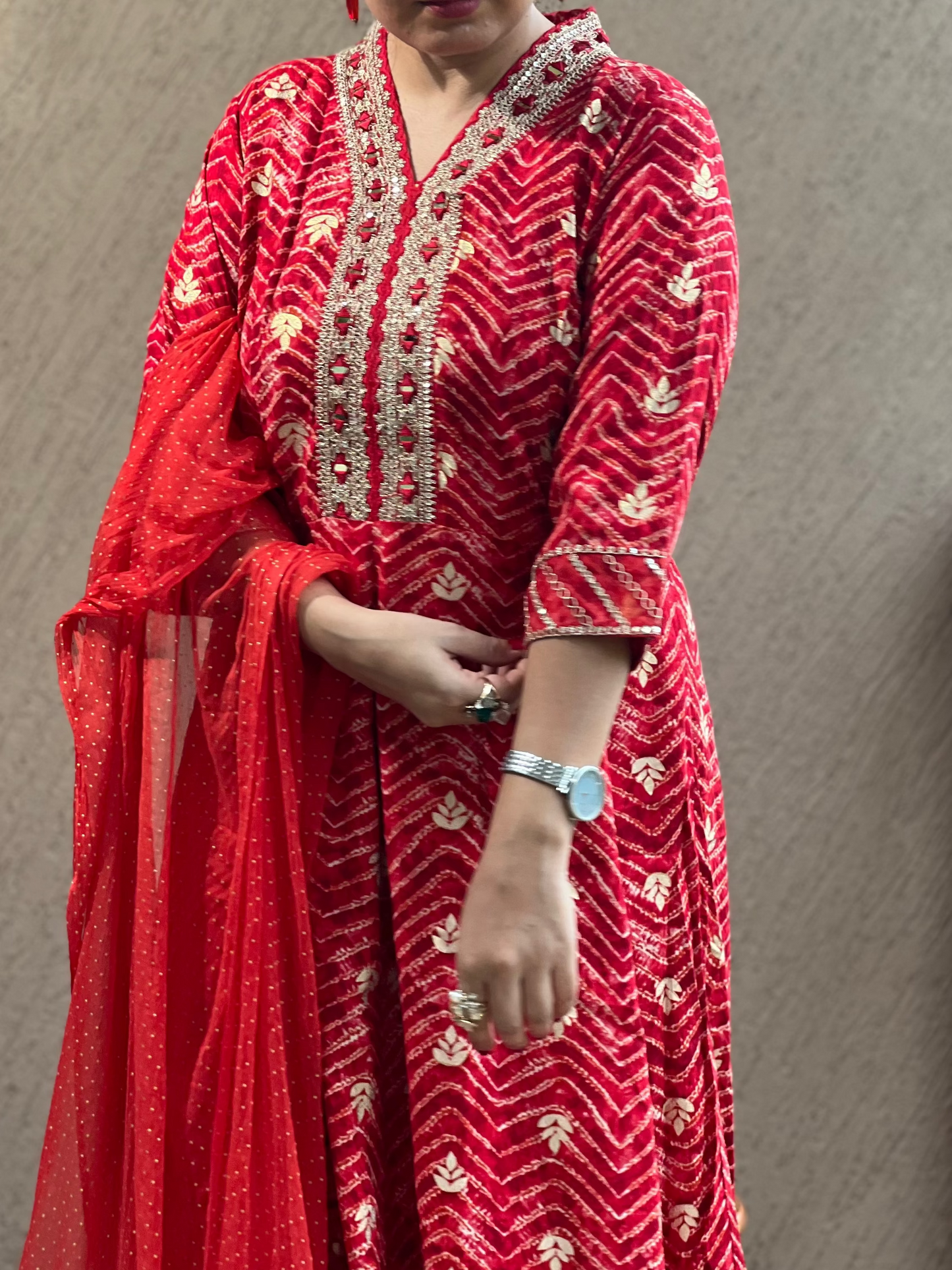 Red Zari Anarkali Suit with Dupatta – Ruby Noor