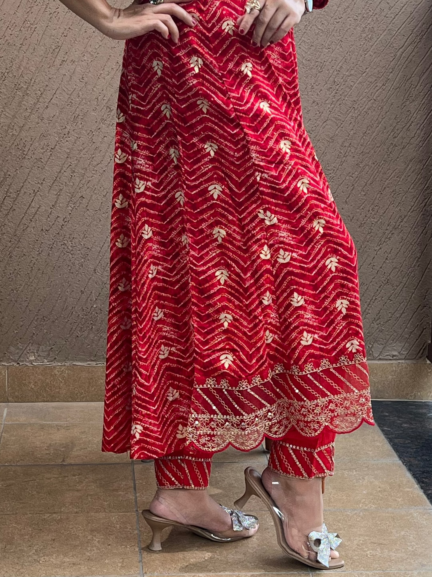 Red Zari Anarkali Suit with Dupatta – Ruby Noor