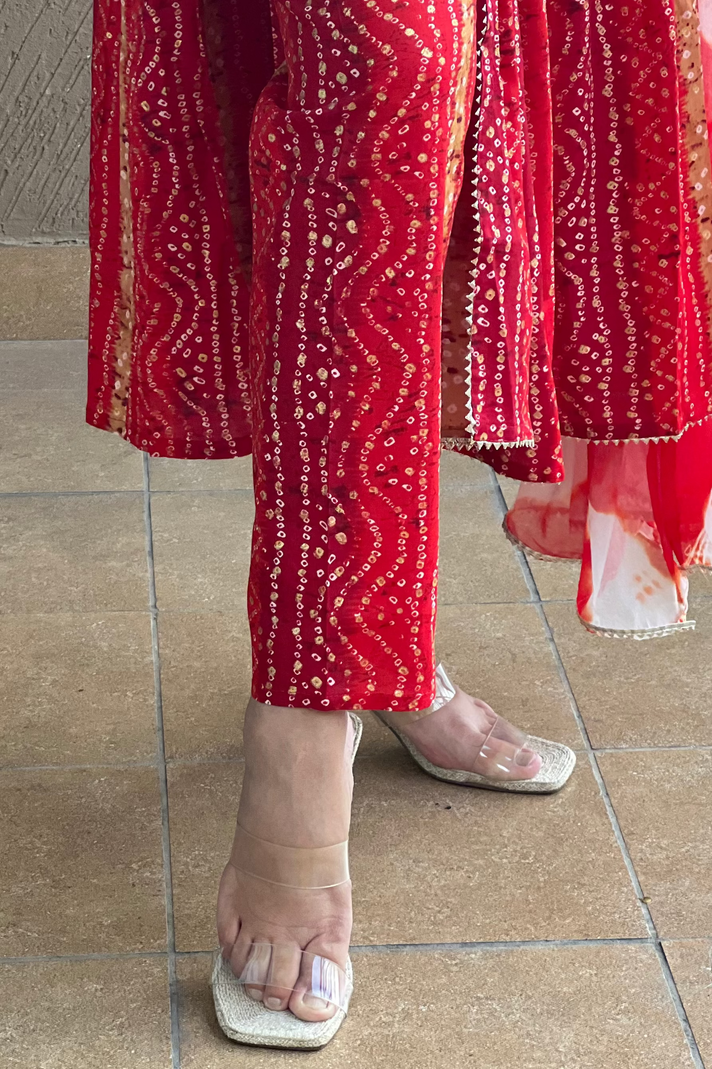 Red Bandhani Style Suit – Noor-e-Ruby