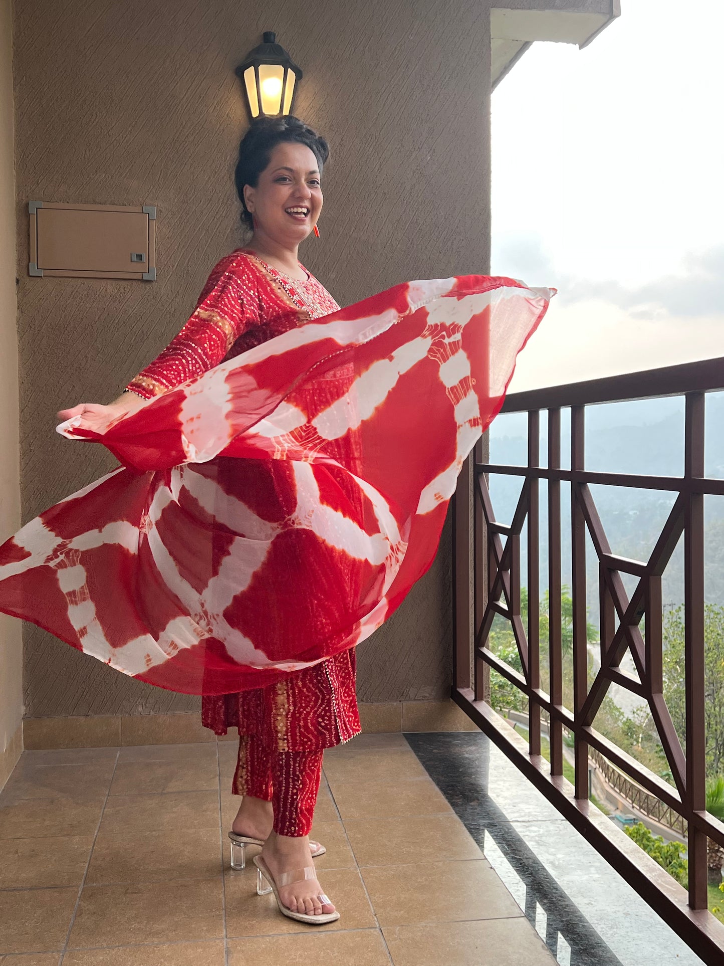 Red Bandhani Style Suit – Noor-e-Ruby