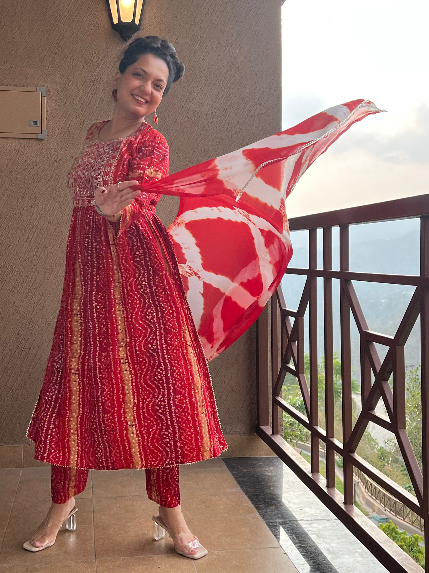 Red Bandhani Style Suit – Noor-e-Ruby
