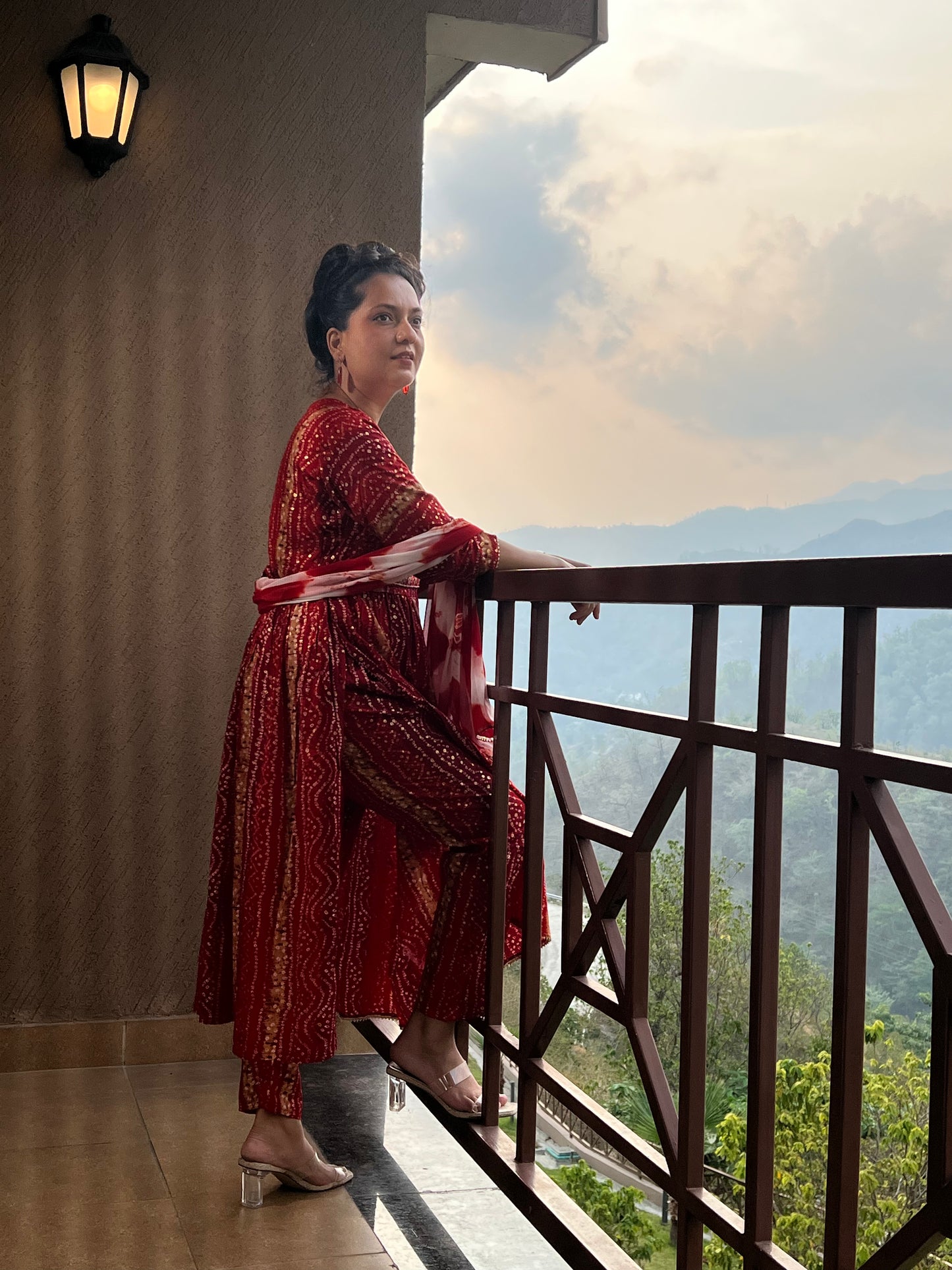 Red Bandhani Style Suit – Noor-e-Ruby