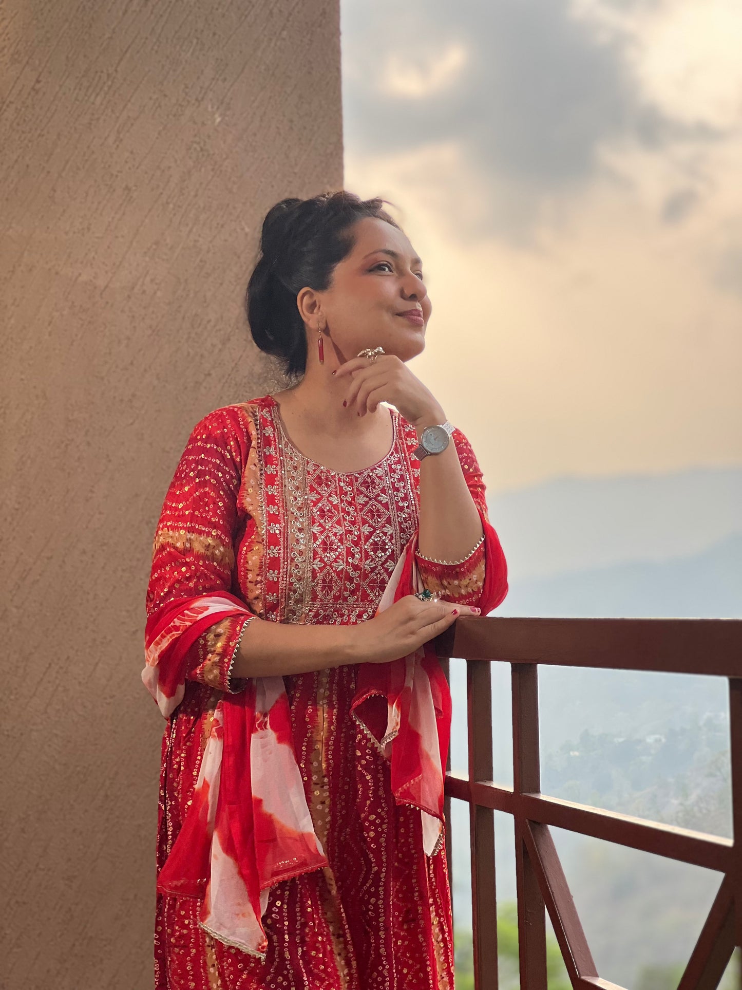 Red Bandhani Style Suit – Noor-e-Ruby