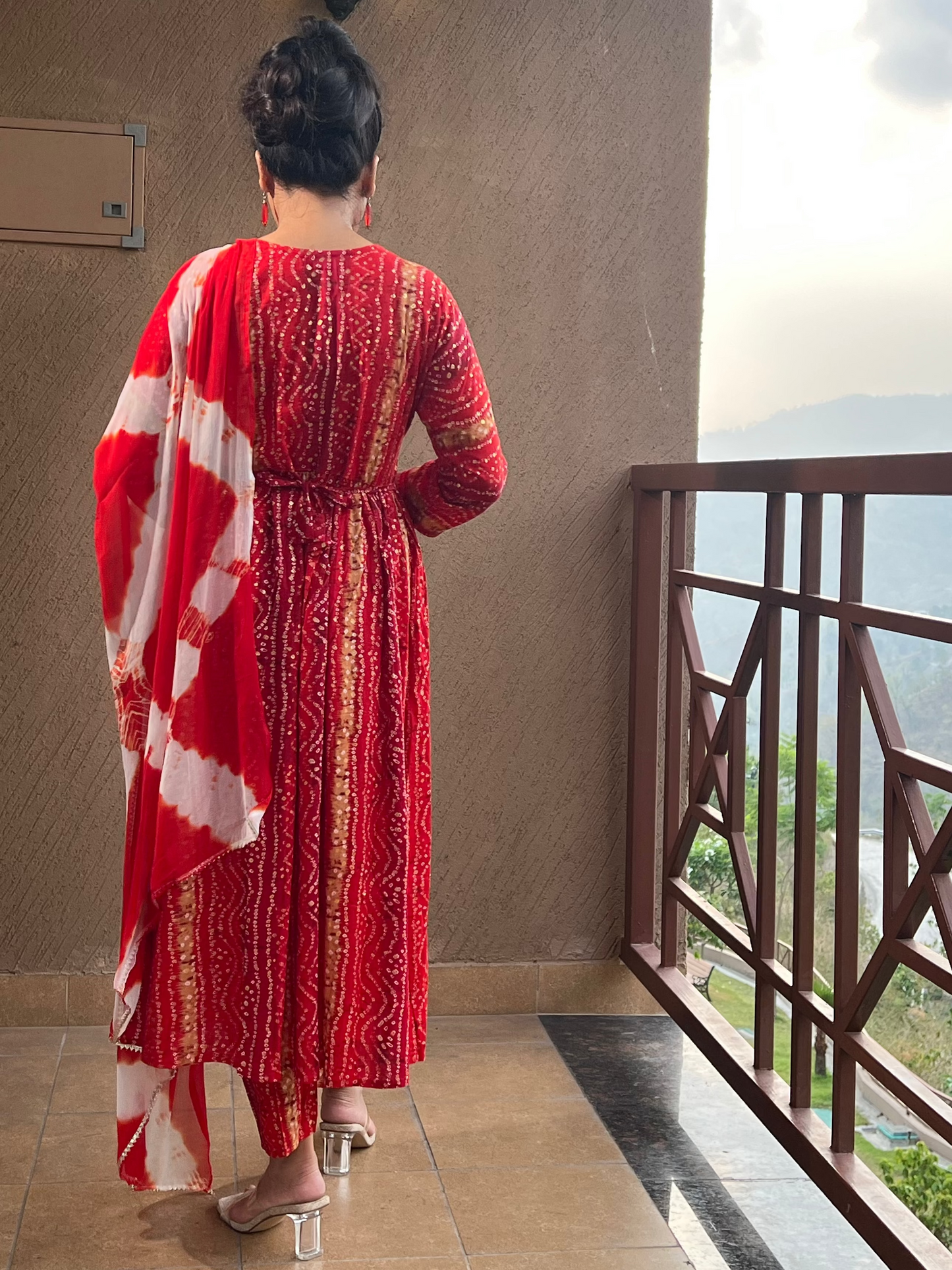 Red Bandhani Style Suit – Noor-e-Ruby