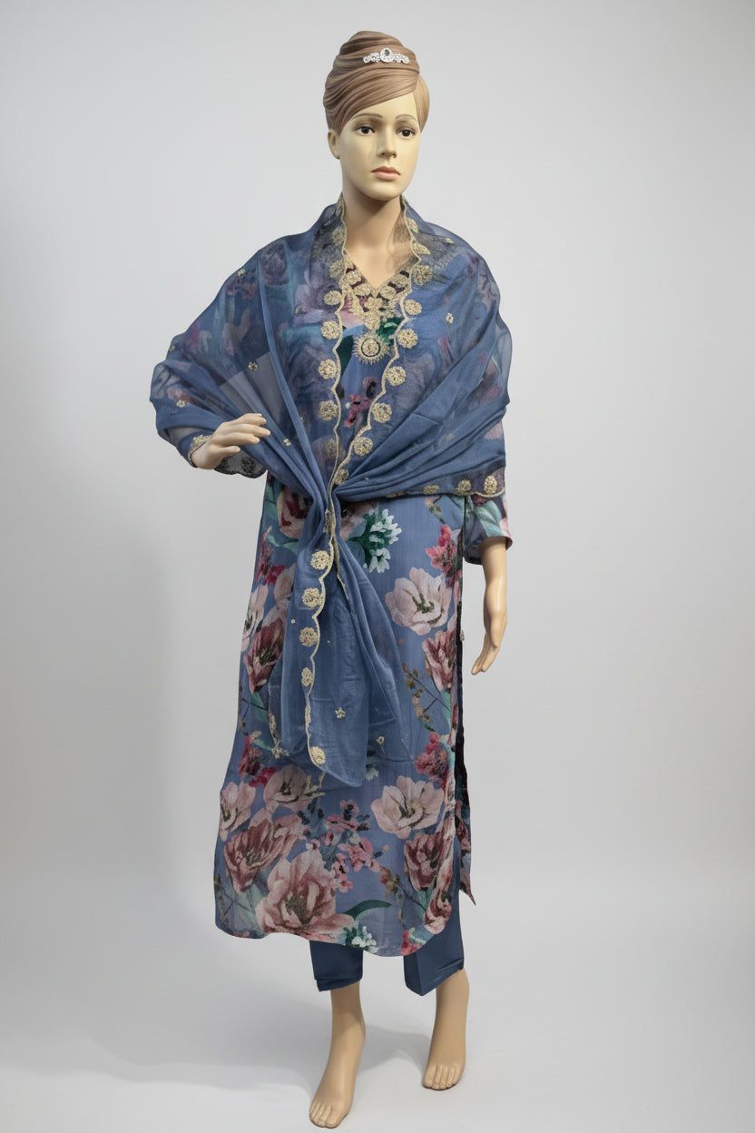 festive floral kurta set for women