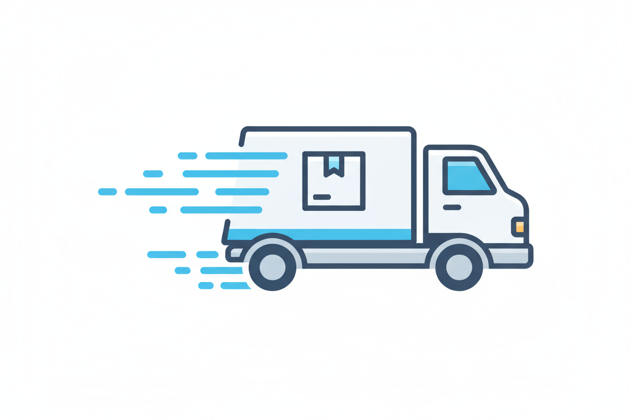 fast shipping symbol wherein a vector image or illustration of a goods and freight truck is shown