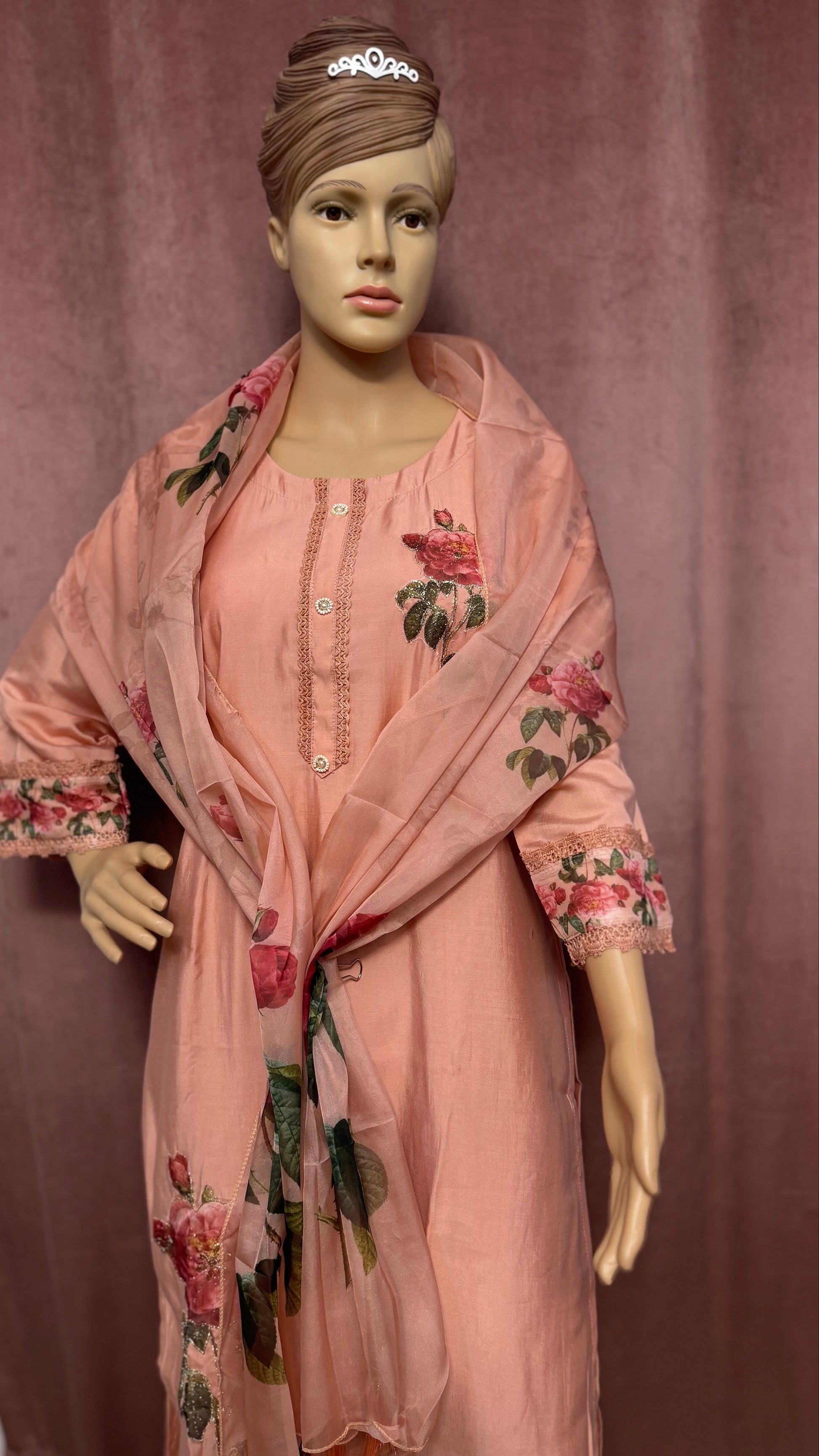 festive peach kurta set